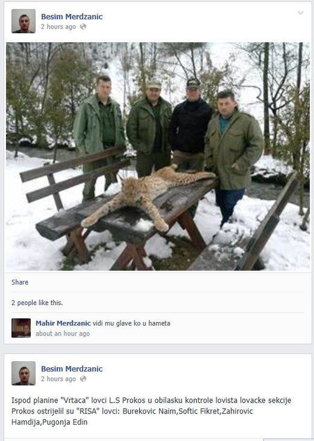 Lovci sa ubijenim risom (Foto: Facebook)