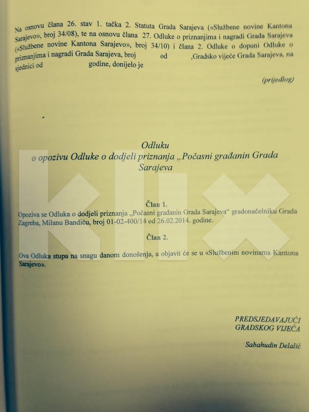 Odluka Gradskog vijeća Sarajeva će se sutra naći na dnevnom redu sjednice