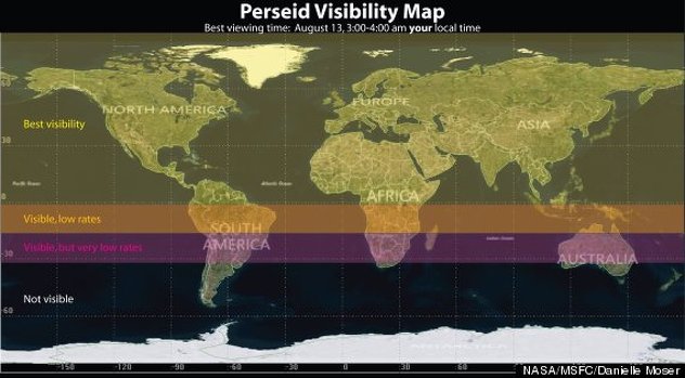 Mapa koja pokazuje u kojim dijelovima planete će se najbolje vidjeti zvijezde padalice
