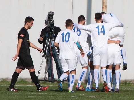 Nogometaši Slavije slave pogodak protiv Olimpica (Foto: Feđa Krvavac/Klix.ba)