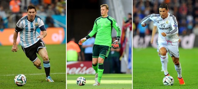 Messi, Neuer i Ronaldo (Foto: AFP)