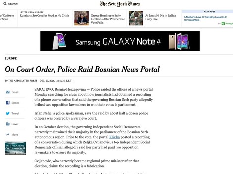 Screenshot: New York Times