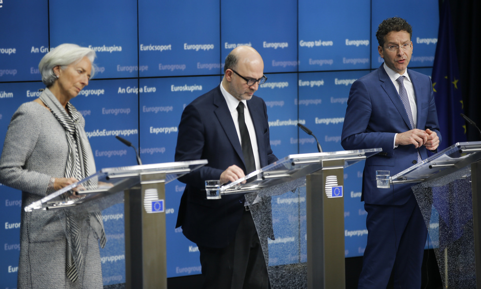 Christine Lagarde, Pierre Moscovici i Jeroen Dijsselbloem saopštavaju odluku