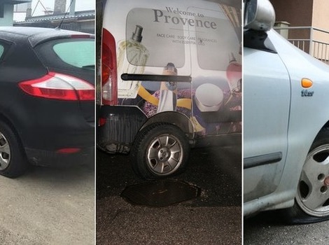 Izbušene gume na automobilma u sarajevskim naseljima
