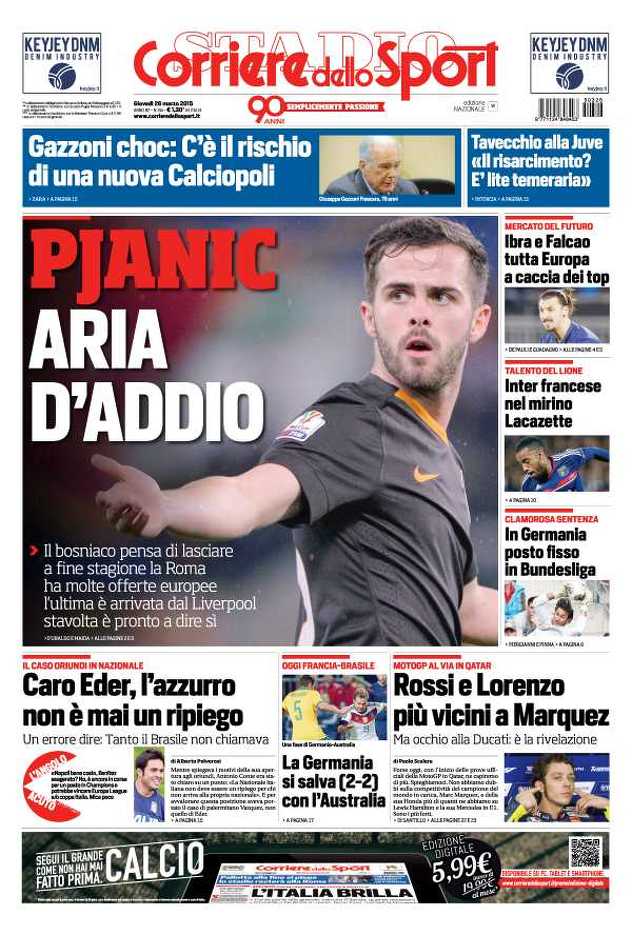 Naslovnica Corriere dello Sporta
