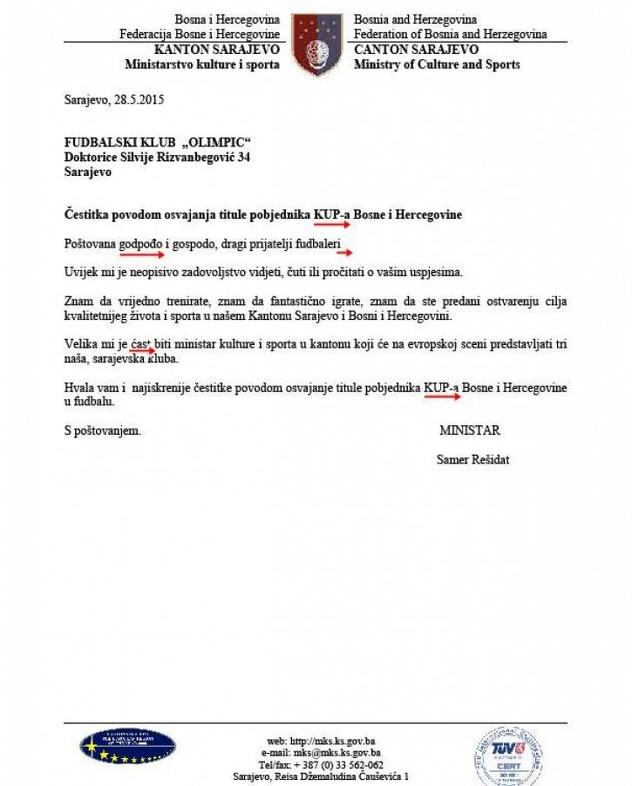 Faksimil sporne čestitke
