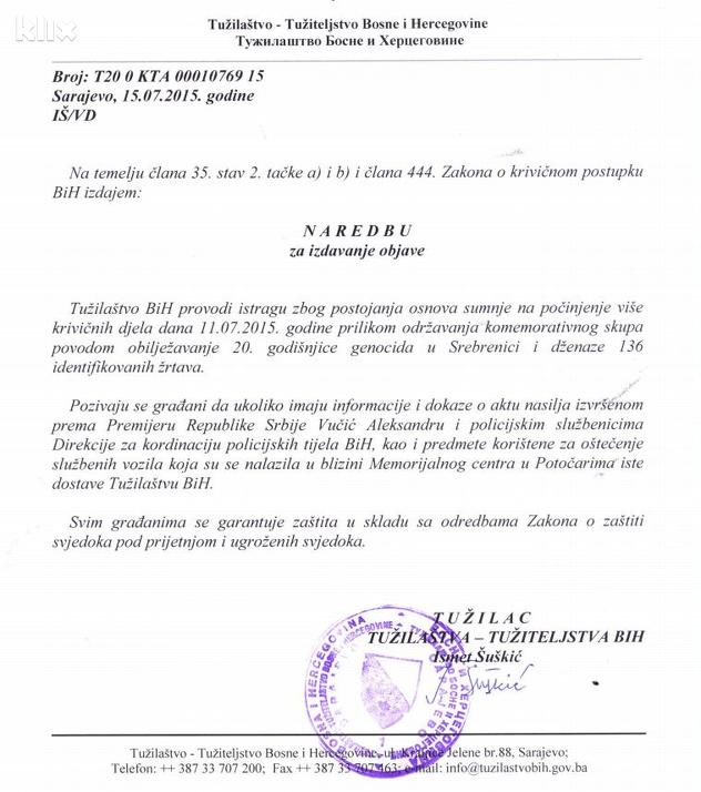Naredba za izdavanje objave