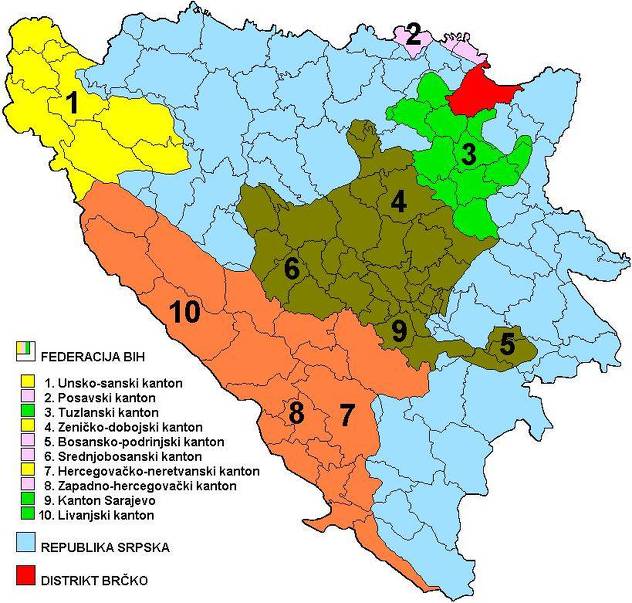 bih karta kantoni Koliko su zaduženi kantoni u FBiH: Dug Kantona Sarajevo 156  bih karta kantoni