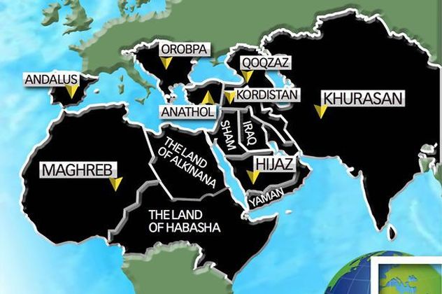 Mapa objavljena u knjizi novinara BBC-ja Andrewa Hoskena naslovljenoj