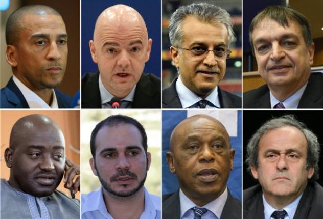 Nakhid, Infantino, Al Khalifa, Champagne, Bility, Hussein, Sexwale i Platini