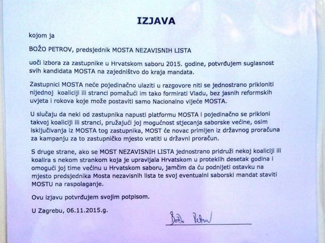 Most: Izjava o nekoaliranju