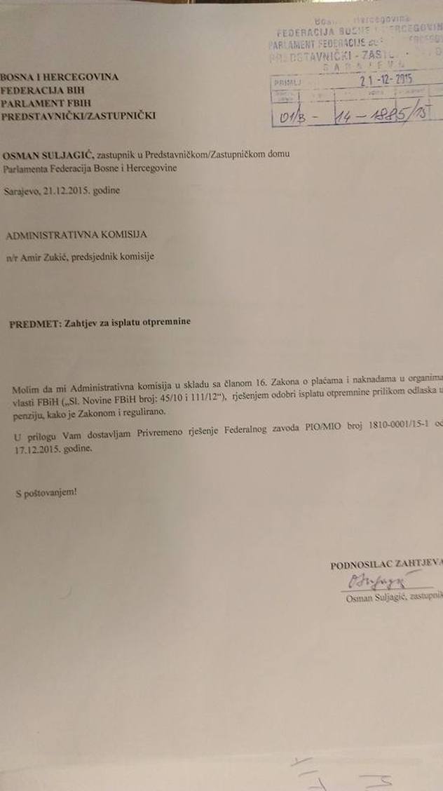 Zahtjev za otpremninu