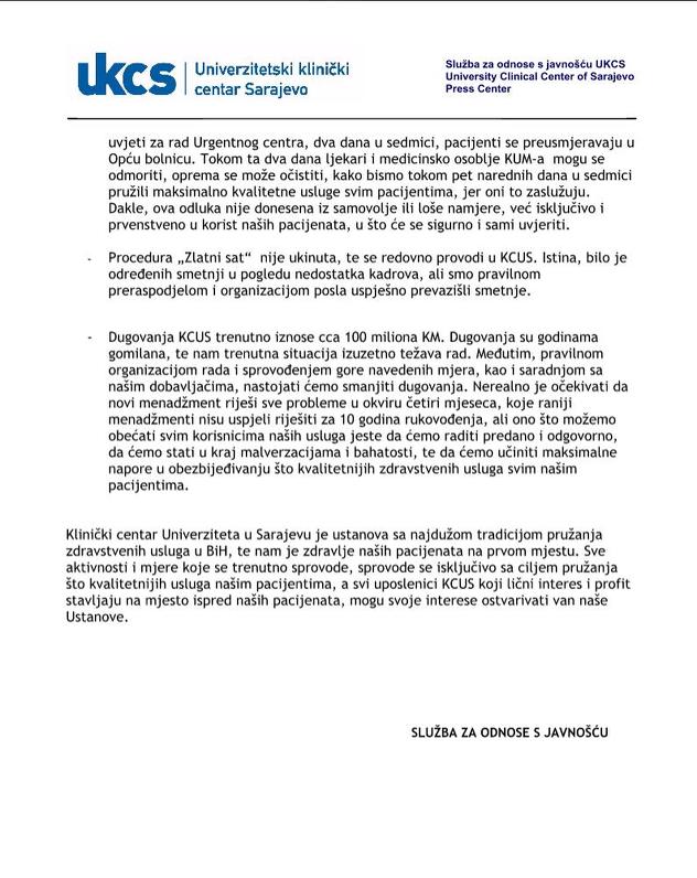 Saopćenje za javnost (16. maj 2015.)