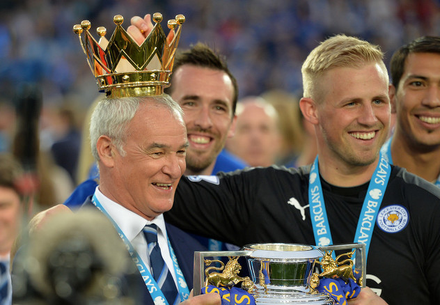 Ranieri i Kasper Schmeichel na proslavi titule (Foto: EPA)