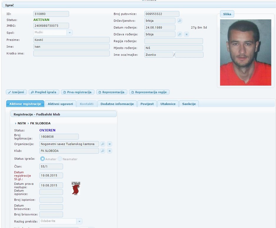 NSBiH Kostića i dalje vodi kao člana Slobode