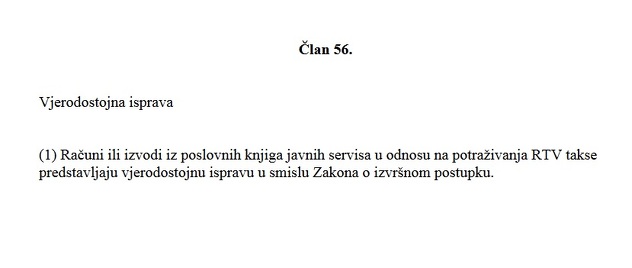 Osporeni Član 56. Zakona o javnom RTV servisu