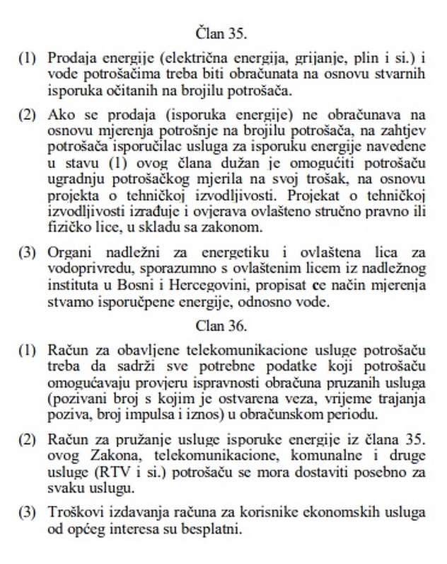 Član 36. Zakona o zaštiti potrošača