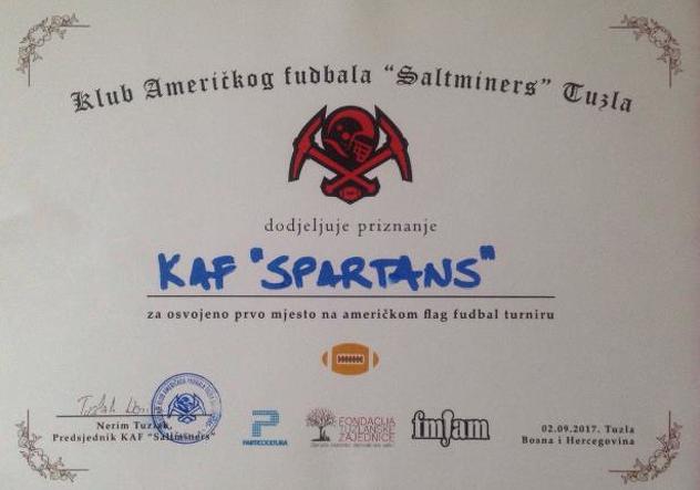 KAF Sarajevo Spartans pobjednik turnira u američkom fudbalu održanog u