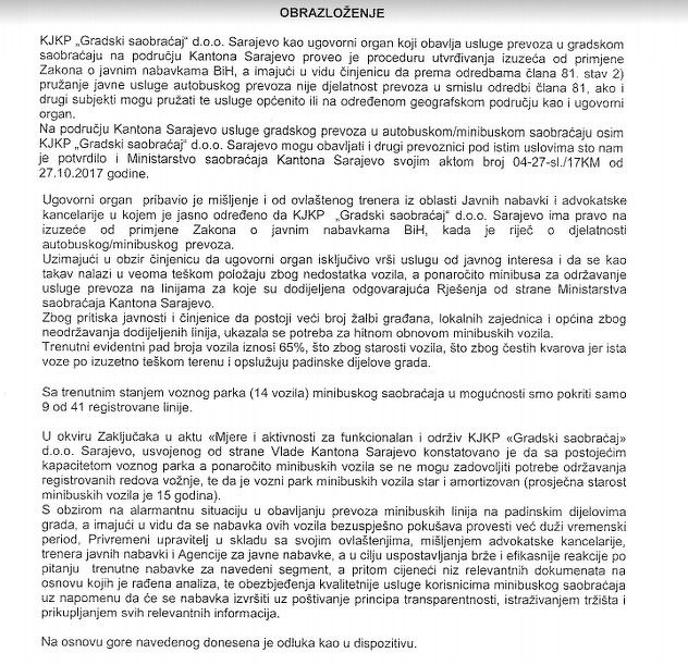 Odluka o pokretanju postupka nabavke novih minibusa