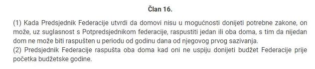 Odredba Ustava FBiH