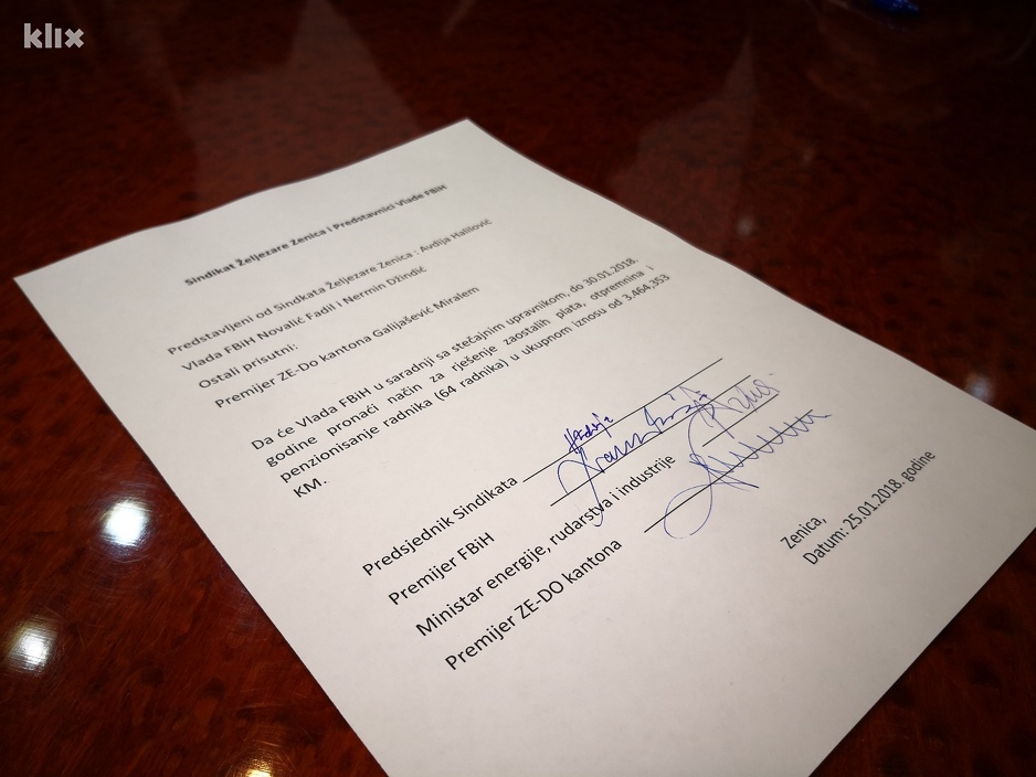 Pismeno obećanje Vlade FBiH (Foto: Arhiv/Klix.ba)