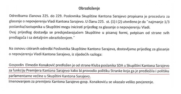 Prijedlog za glasanje o nepovjerenju Vladi KS