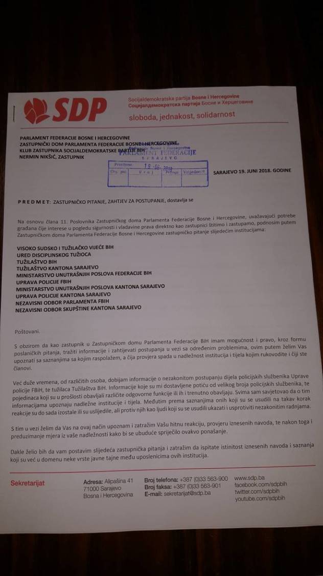 Poslaničko pitanje Nermina Nikšića