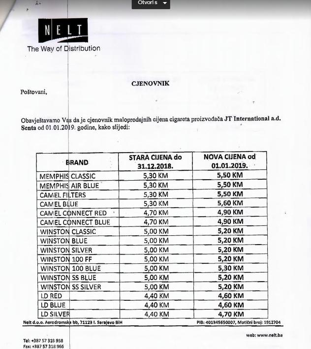 Objavljene Cijene Cigareta Koje Ce Biti Aktuelne Od Januara 2019
