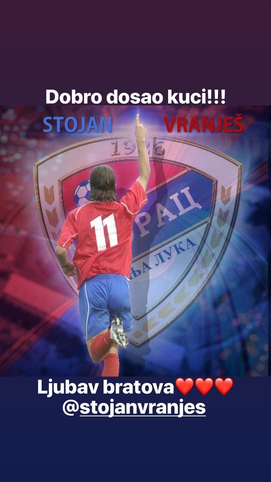 Instagram story Ognjena Vranješa