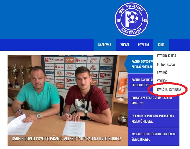 Naknadno napravljena potkategorija za izvještaj revizora