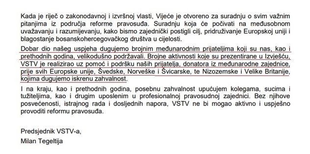 Godišnji izvještaj Visokog sudskog i tužilačkog vijeća BiH iz 2018. godine
