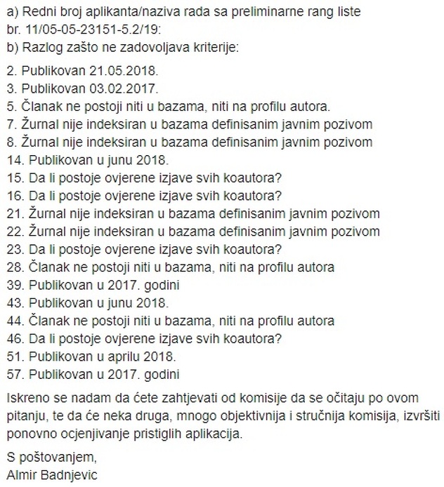 Prilog upućen Ministarstvu obrazovanja, nauke i mladih KS