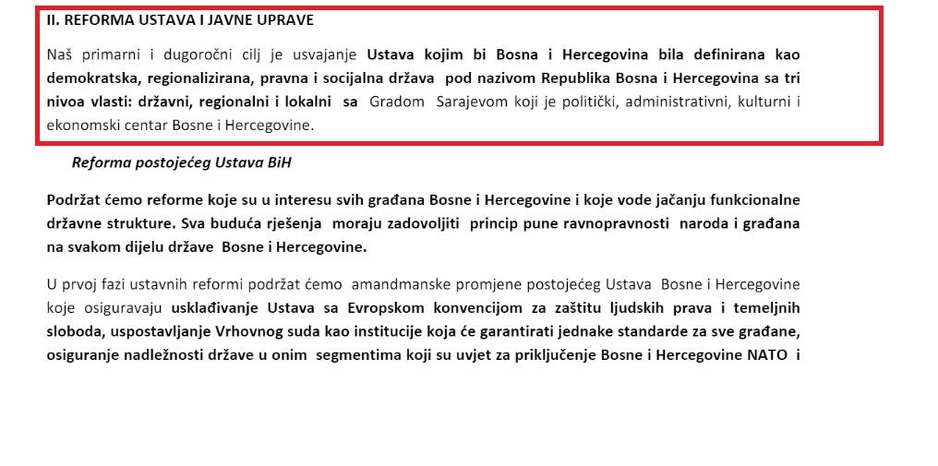 Dio iz Programske deklaracije SDA 2015.