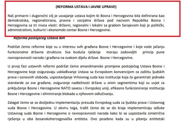 Dio iz Programske deklaracije SDA 2019.