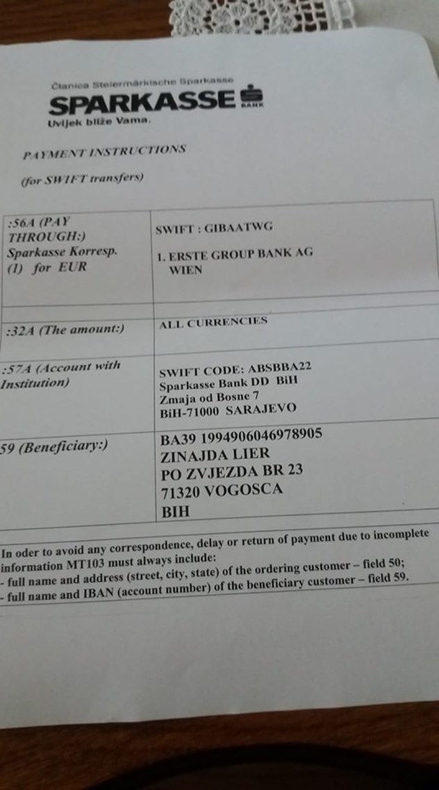 Računi za uplate iz inostranstva