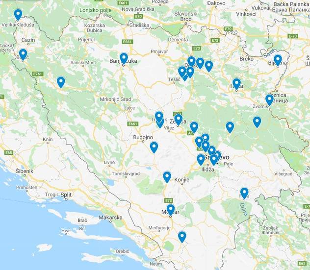 Mapa gradova iz kojih dolaze učenici koji pohađaju Školu matematike