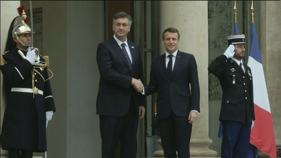 Plenković i Macron (Foto: HRT)
