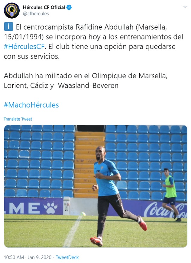 Twitter objava Herculesa