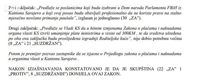 Izvod iz zapisnika sjednice Skupštine KS