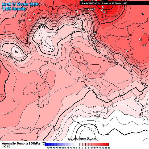 Današnje odstupanje temperature zraka po visini iznad Balkana