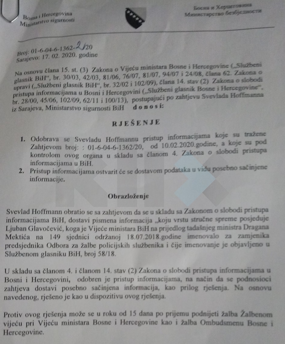 Kako je diplomirani metalurg mogao biti u Odboru za žalbe policijskih službenika BiH