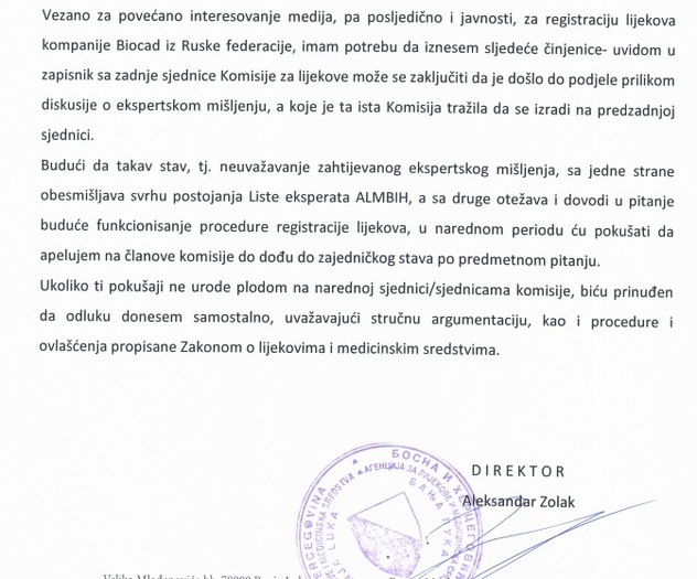 Saopćenje Zolaka