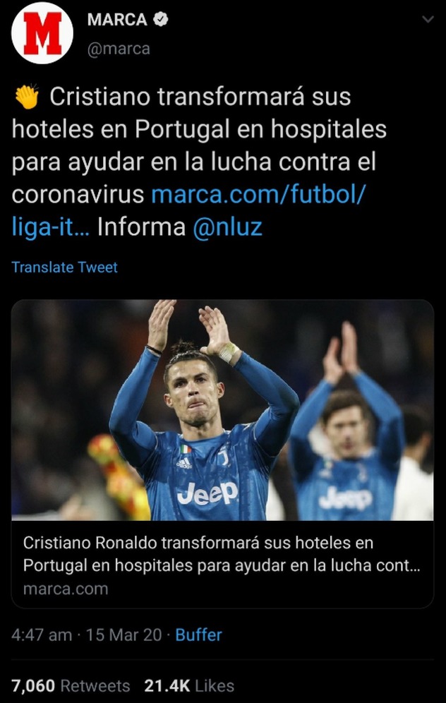 Screenshot Marcine objave na Twitteru