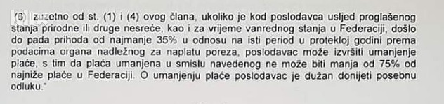 Vlada FBiH predlaže: Poslodavci jednostrano radnika mogu uputiti na čekanje i neplaćeno