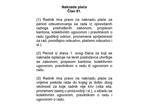 Važeći Zakon o radu FBiH