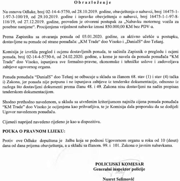 Odluka o dodjeli posla
