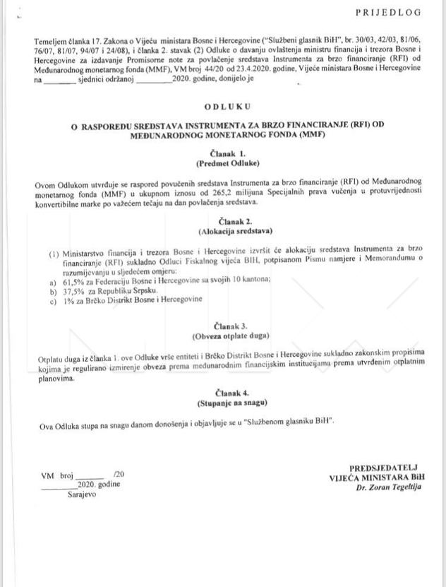 Usvojeni prijedlog Odluke