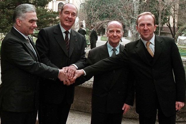 Krajišnik, Izetbegović i Zubak sa Jacquesom Chiracom