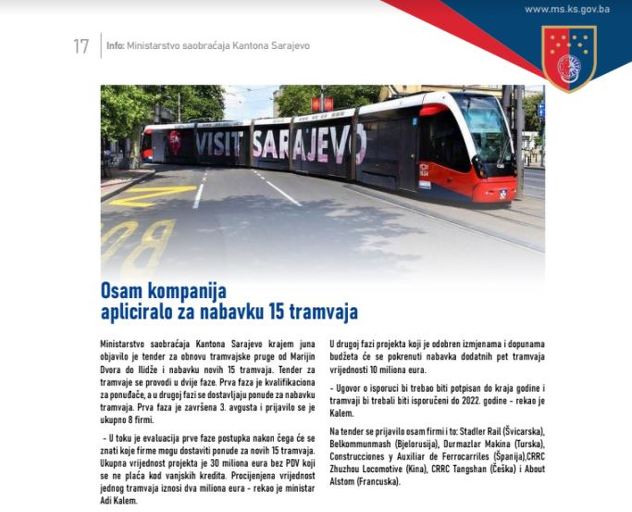 Foto: Vlada Kantona Sarajevo