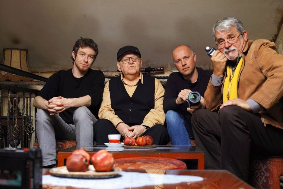 Bojan Hadžiabdić, Abdulah Sidran, Zoran Kubura i Dino Kasalo na snimanju filma